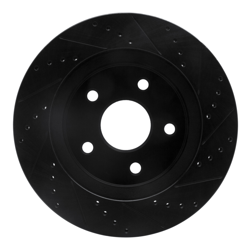 Jeep J8 Brake Rotor (1) - Front Left - R1 Concepts - Drilled & Slotted - Black - `08-`12